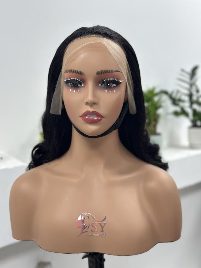 UNices Hair natural black body wave 13x4 lace front wig front view