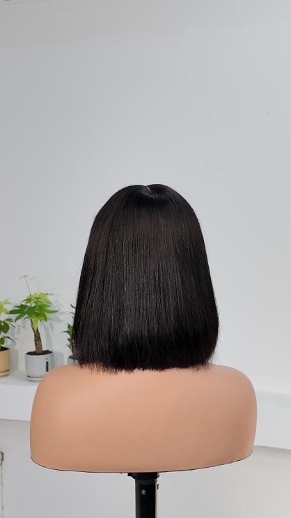 UNices Hair 10 inch 2x6 lace straight bob human hair wig back view