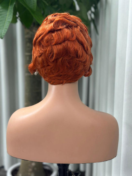 UNices Hair copper orange 13x4 lace modeling curly wig back view