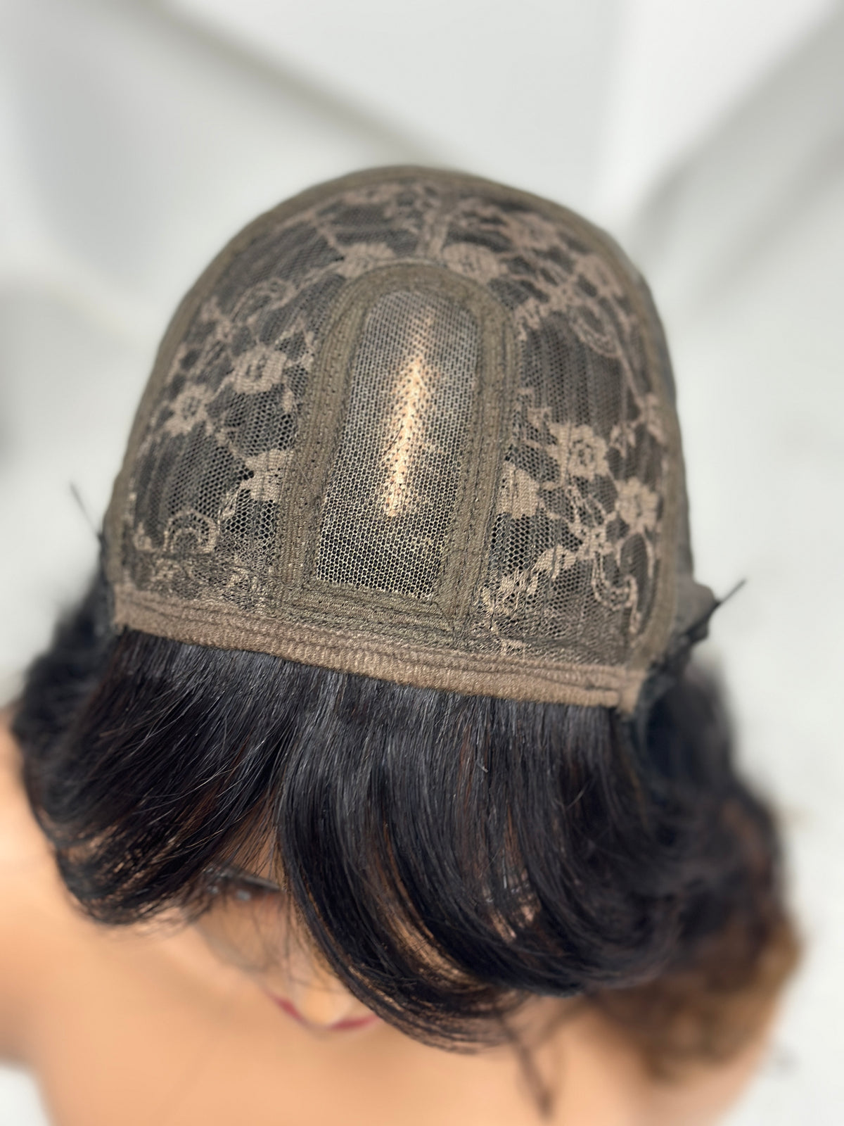 Inside cap construction of UNices Hair black brown highlight 1x3 lace human hair wig