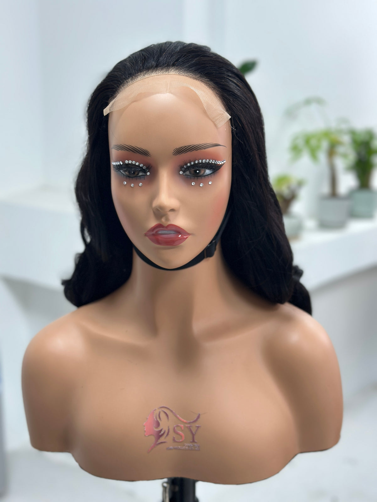 Front view of UNices Hair 20 inch natural black retro curl human hair wig