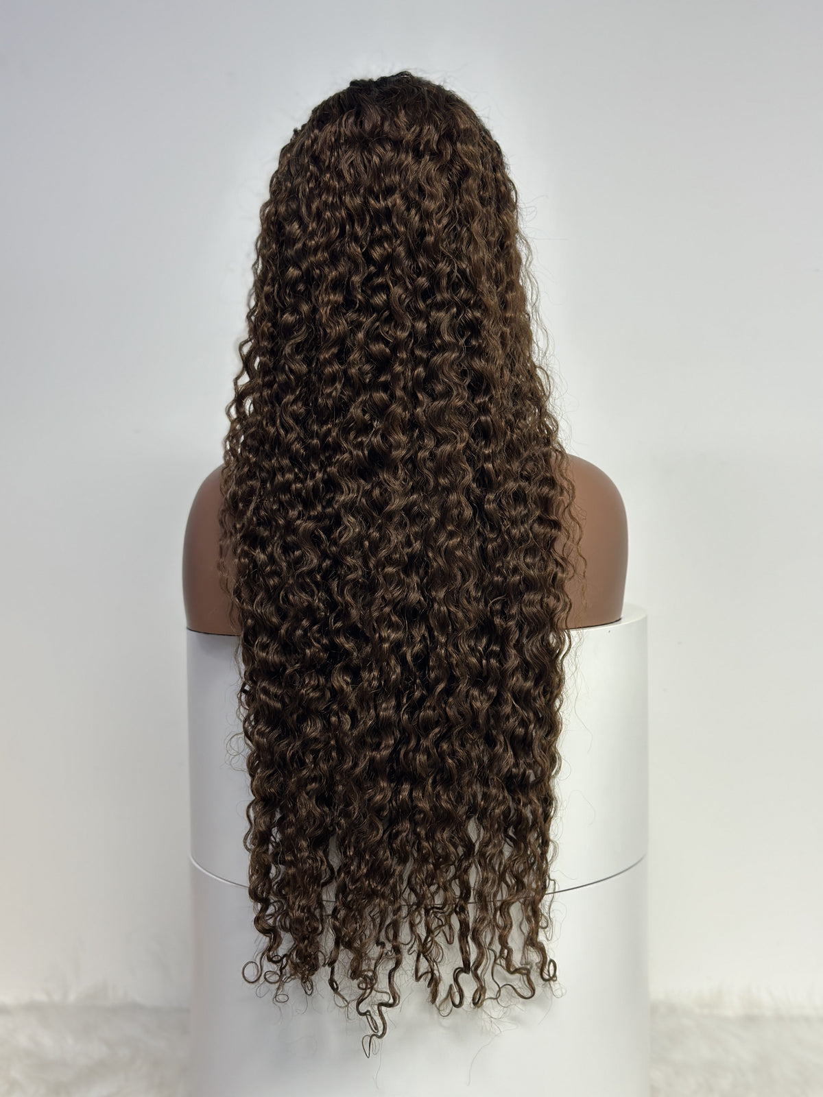 UNices Hair 30 inch 13x4 curly Indian human hair wig in dark brown back view