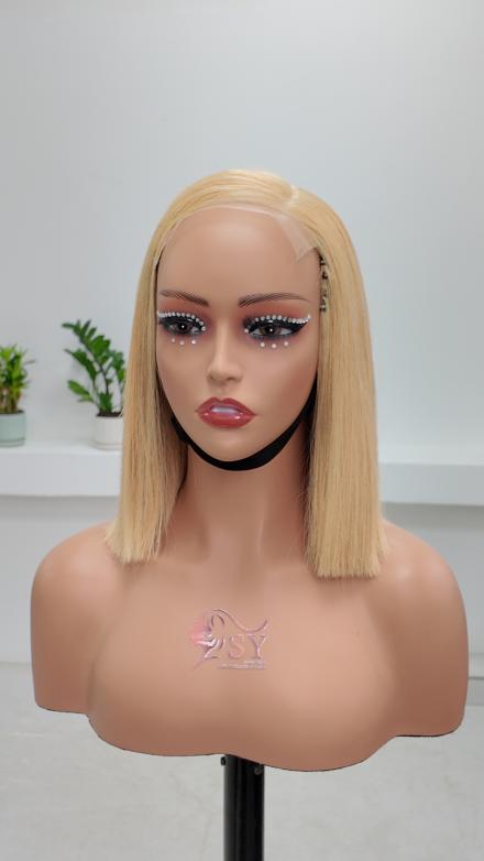 UNices Hair 10 inch 613 blonde 5x5 lace straight bob human hair wig front view