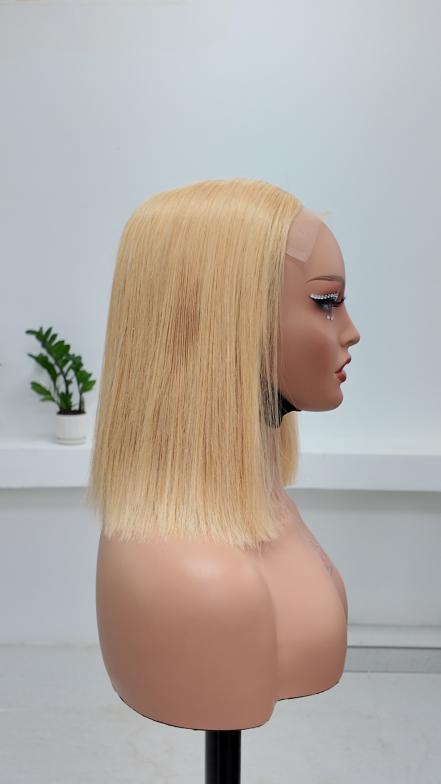 UNices Hair 10 inch 613 blonde 5x5 lace straight bob human hair wig side view