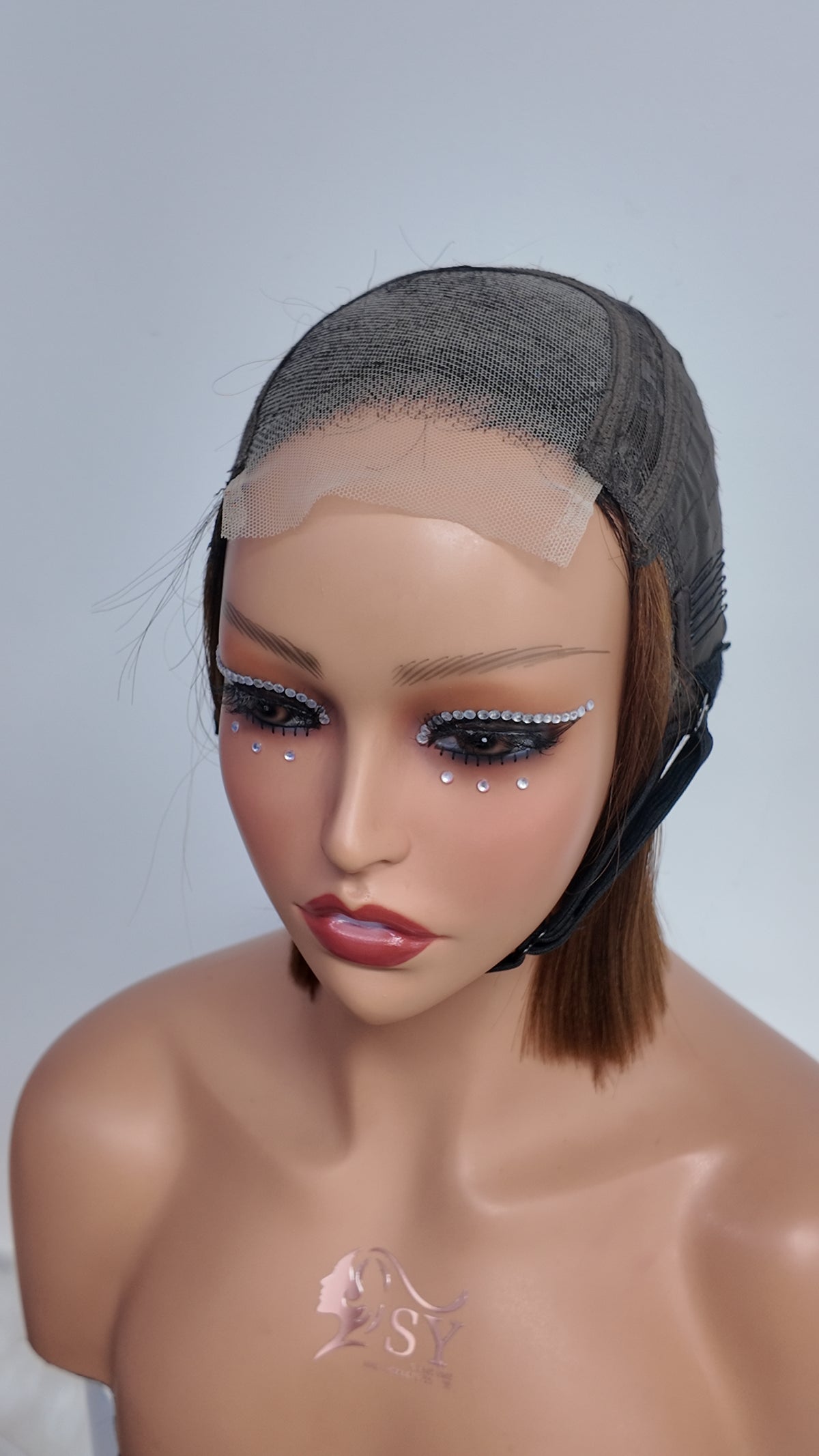 Lace front cap construction of UNices Hair black root brown bob human hair wig
