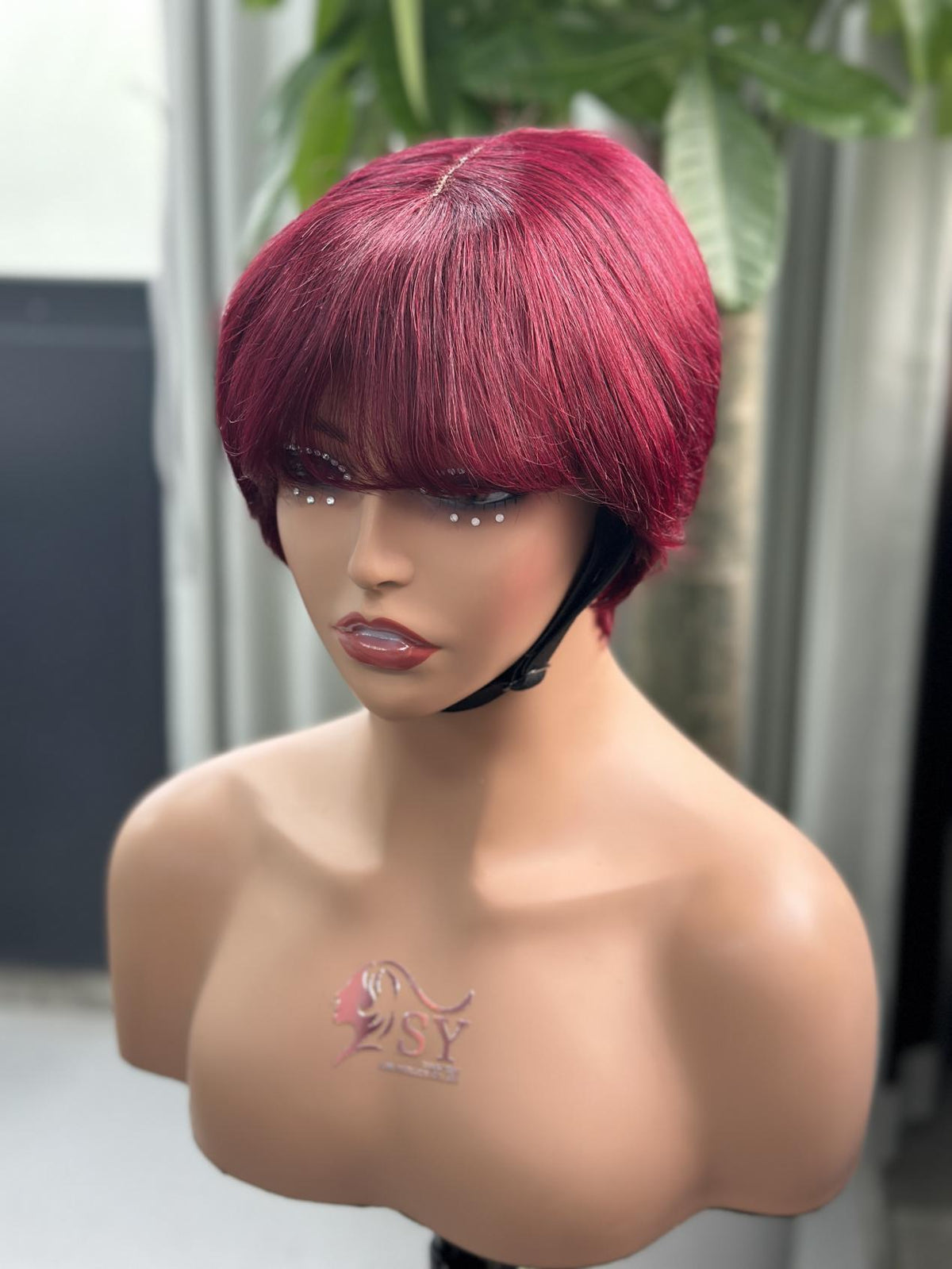 UNices Hair burgundy 2x6 lace Catalina human hair wig front view