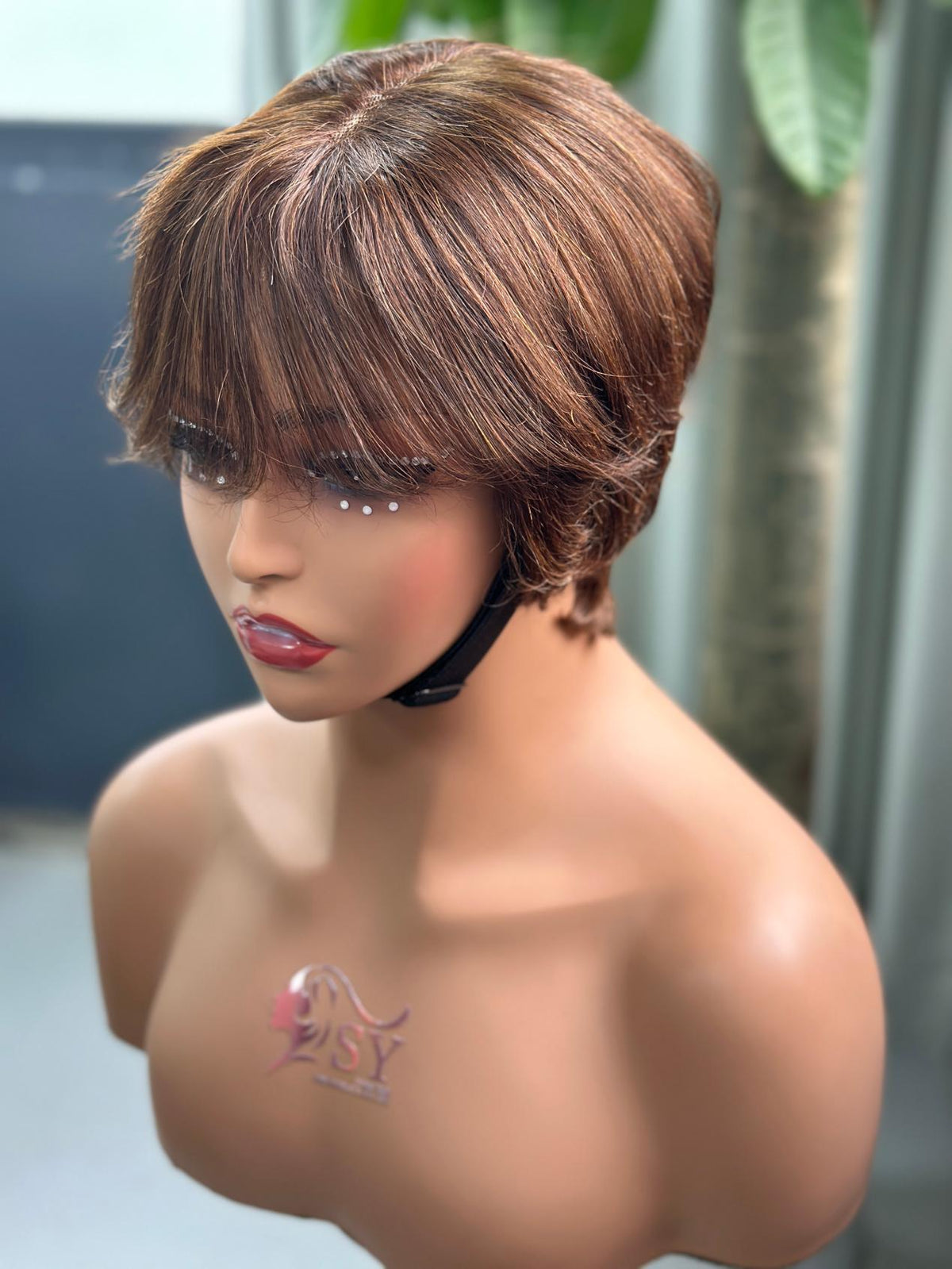 UNices Hair chestnut brown 2x6 lace Catalina human hair wig front view