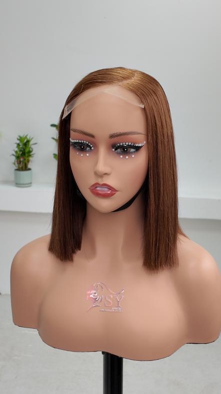UNices Hair 10 inch chestnut brown 5x5 lace straight bob human hair wig front view