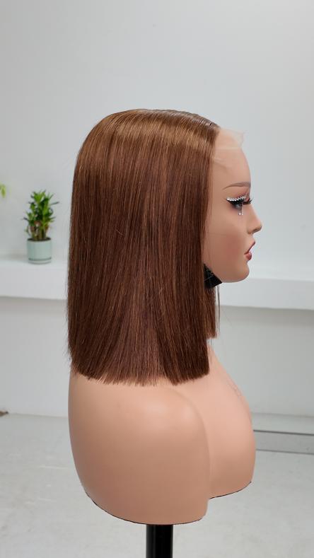 UNices Hair 10 inch chestnut brown 5x5 lace straight bob human hair wig side view