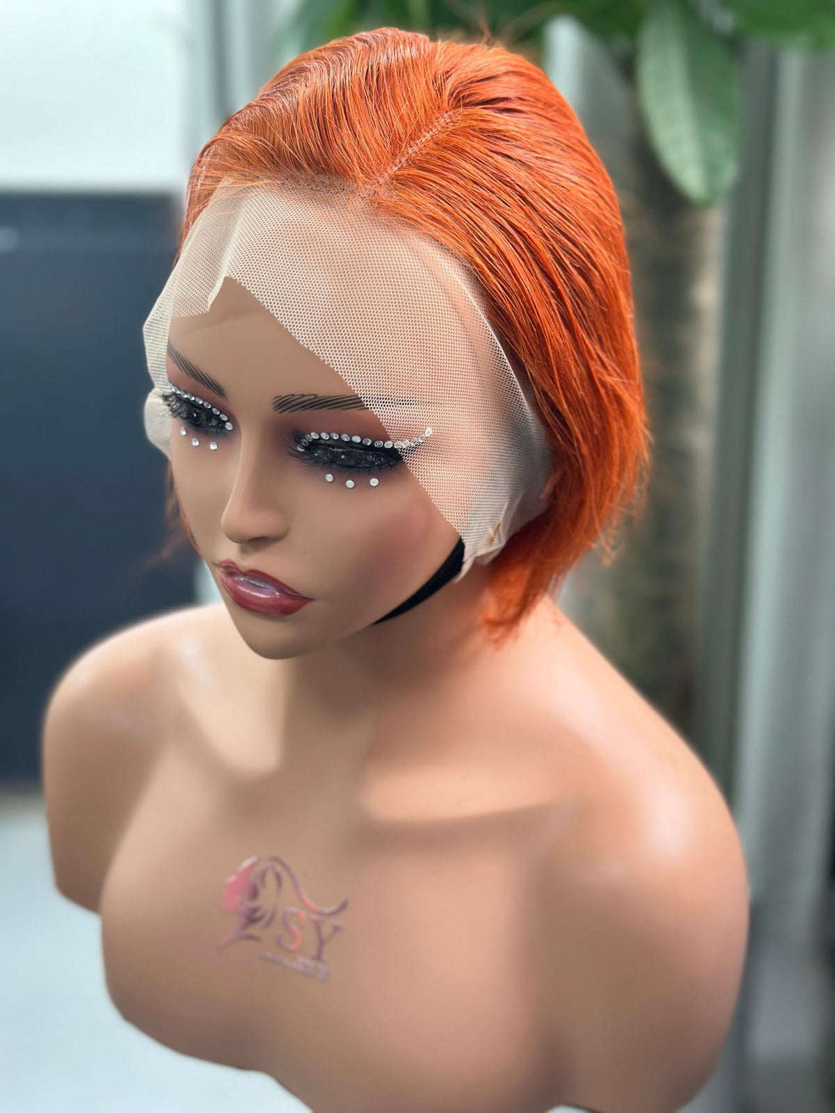 UNices Hair copper orange 13x4 lace Catalina straight human hair wig front view