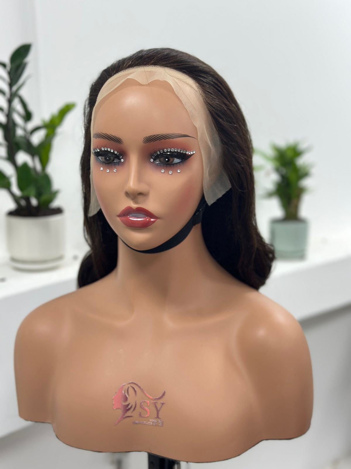 UNices Hair dark brown loose body wave 13x4 lace front wig front view