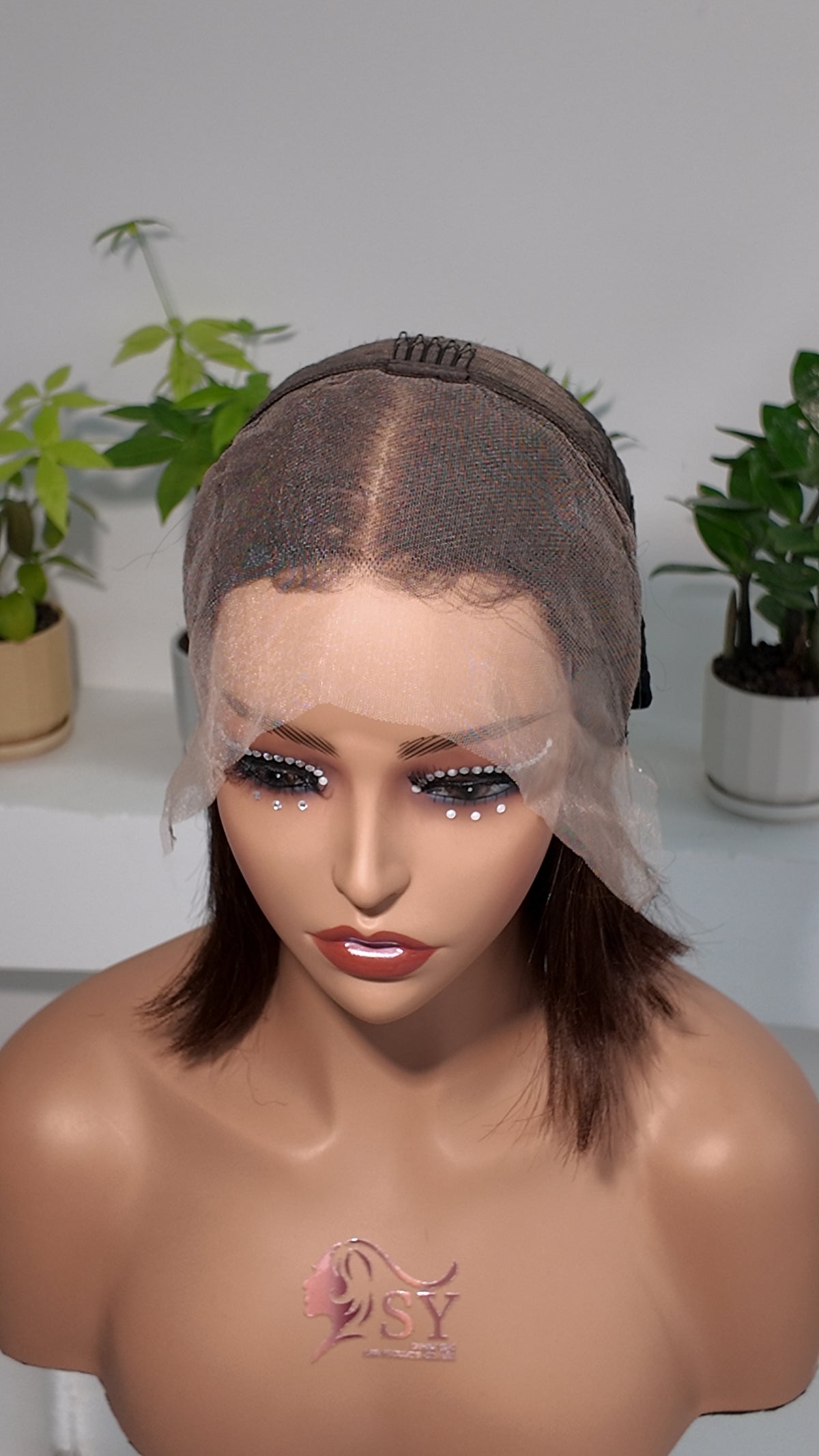 13x4 lace cap construction of UNices Hair dark root blonde bob human hair wig
