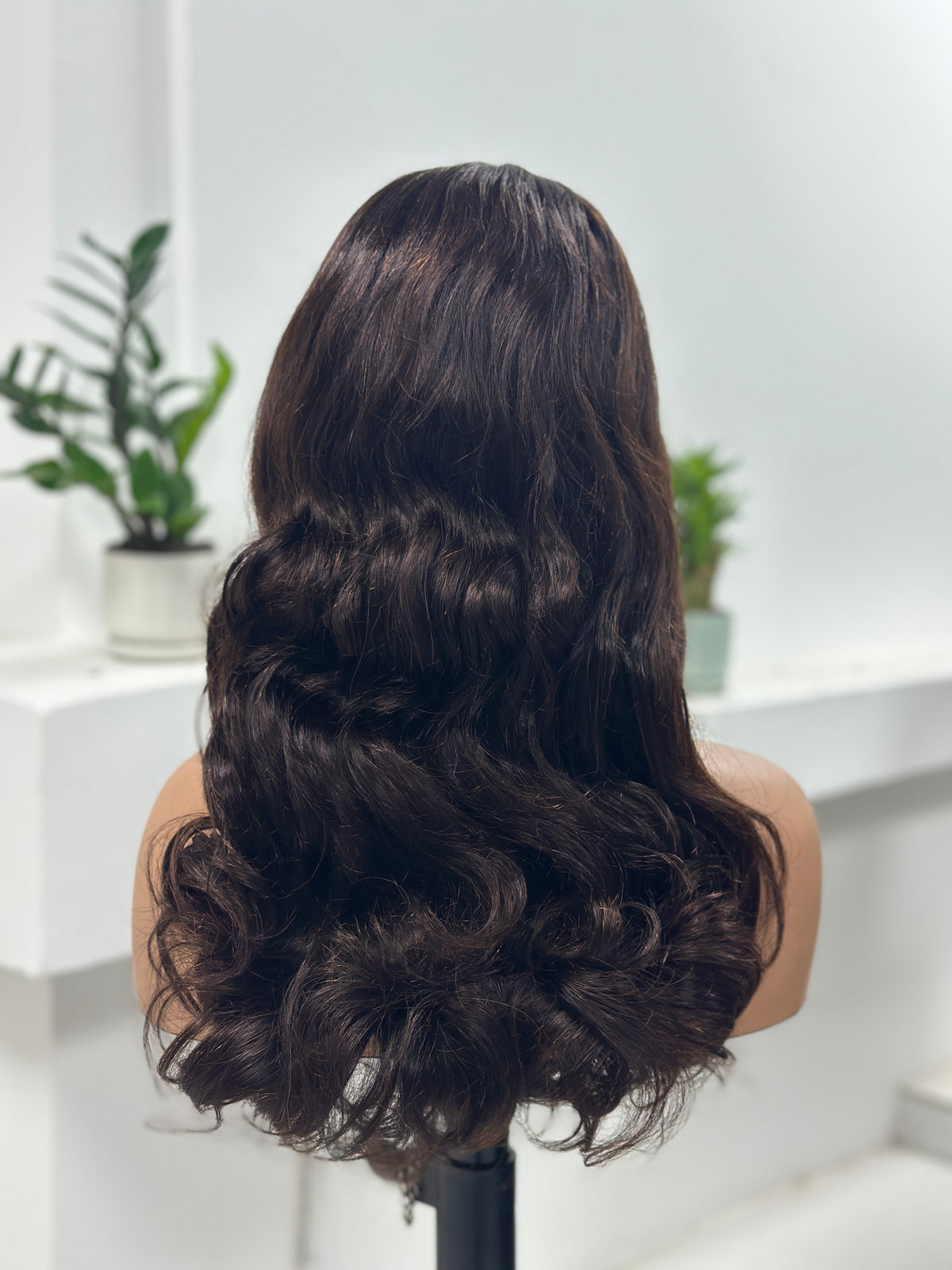 UNices Hair espresso brown body wave human hair wig back view