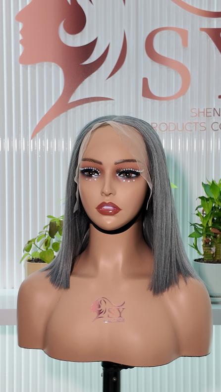 UNices Hair 10 Inch 13x4 Lace Straight Bob Human Hair Wig – Gray