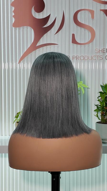 UNices Hair 10 Inch 13x4 Lace Straight Bob Human Hair Wig – Gray