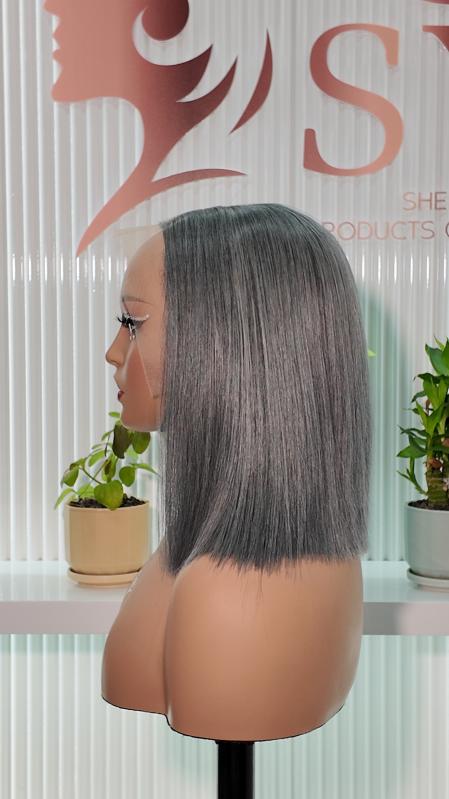 UNices Hair 10 Inch 13x4 Lace Straight Bob Human Hair Wig – Gray