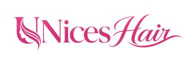 Pink 'UNices Hair' logo text on a solid black background.