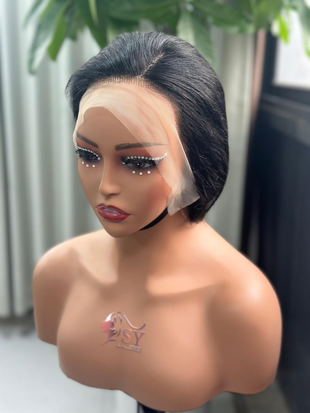 UNices Hair natural black 13x4 lace Catalina straight human hair wig front view