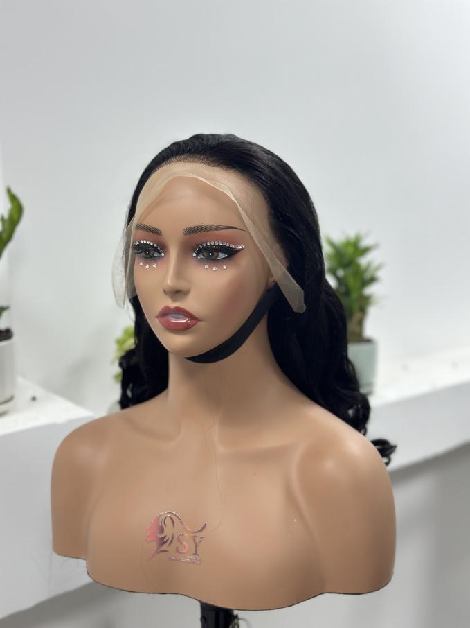 UNices Hair natural black 13x4 lace front human hair wig front view