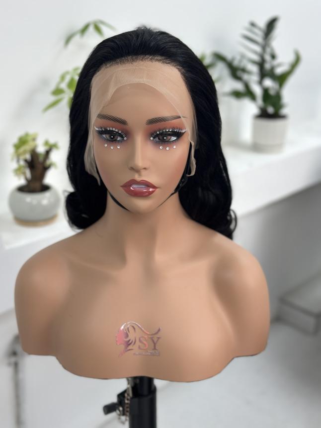 UNices Hair natural curly 13x4 lace wig front view natural black